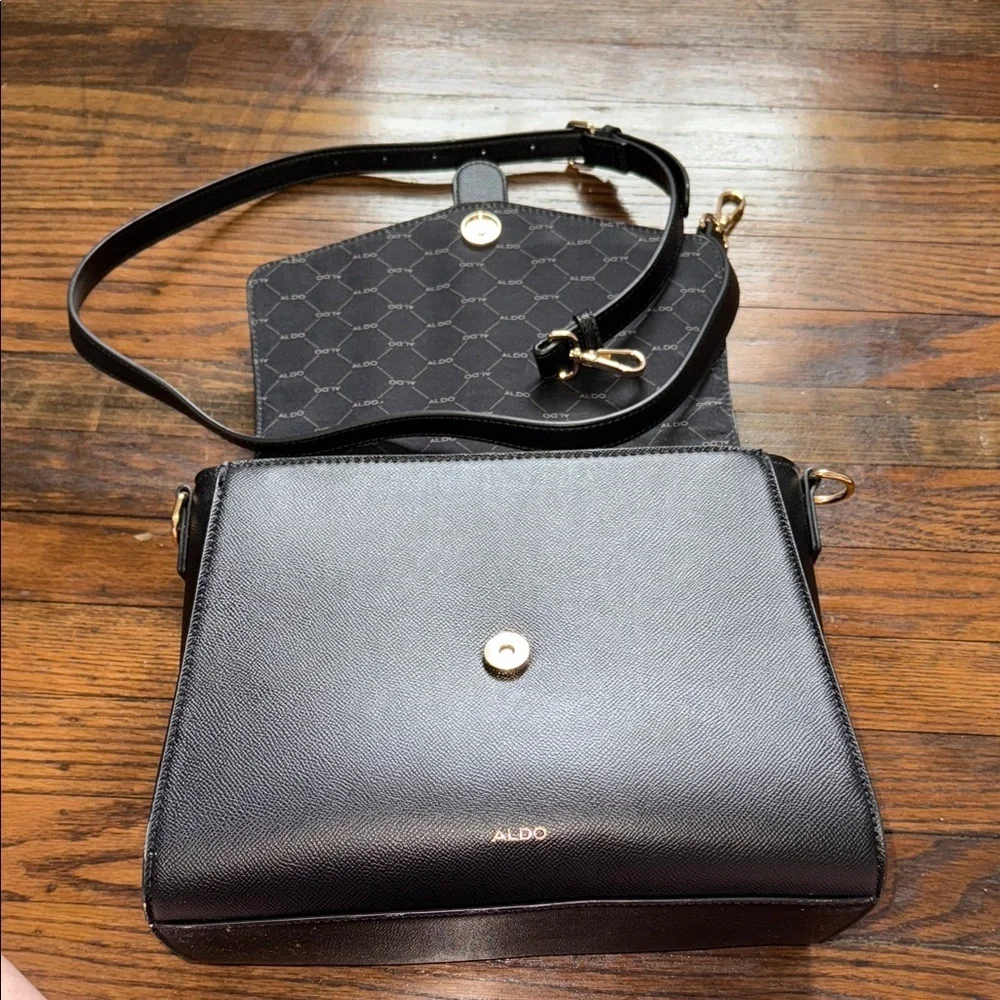 ALDO Black Top Handle Crossbody Bag Gold Hardware